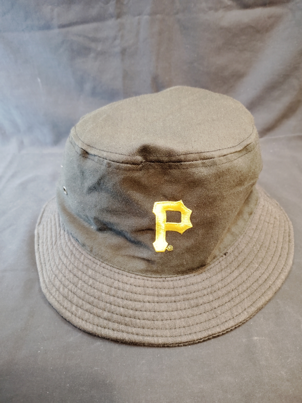 Black Bucket Hat with Gold 'P' Logo And Lettering On The Other Side
